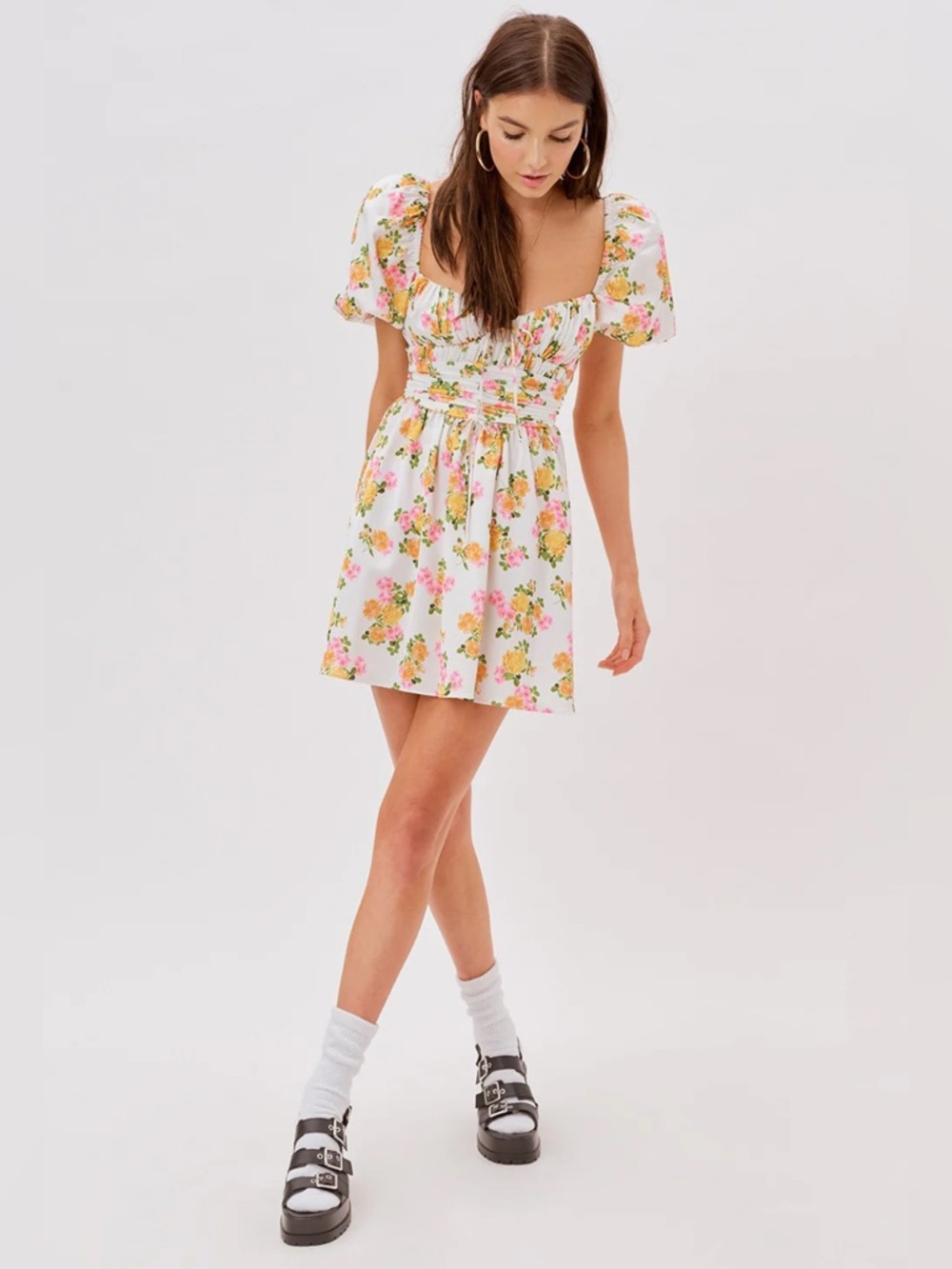 For Love & Lemons Emma Floral Mini Dress